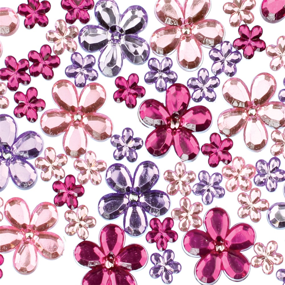 Pretty Flower Rhinestones - Pack of 63