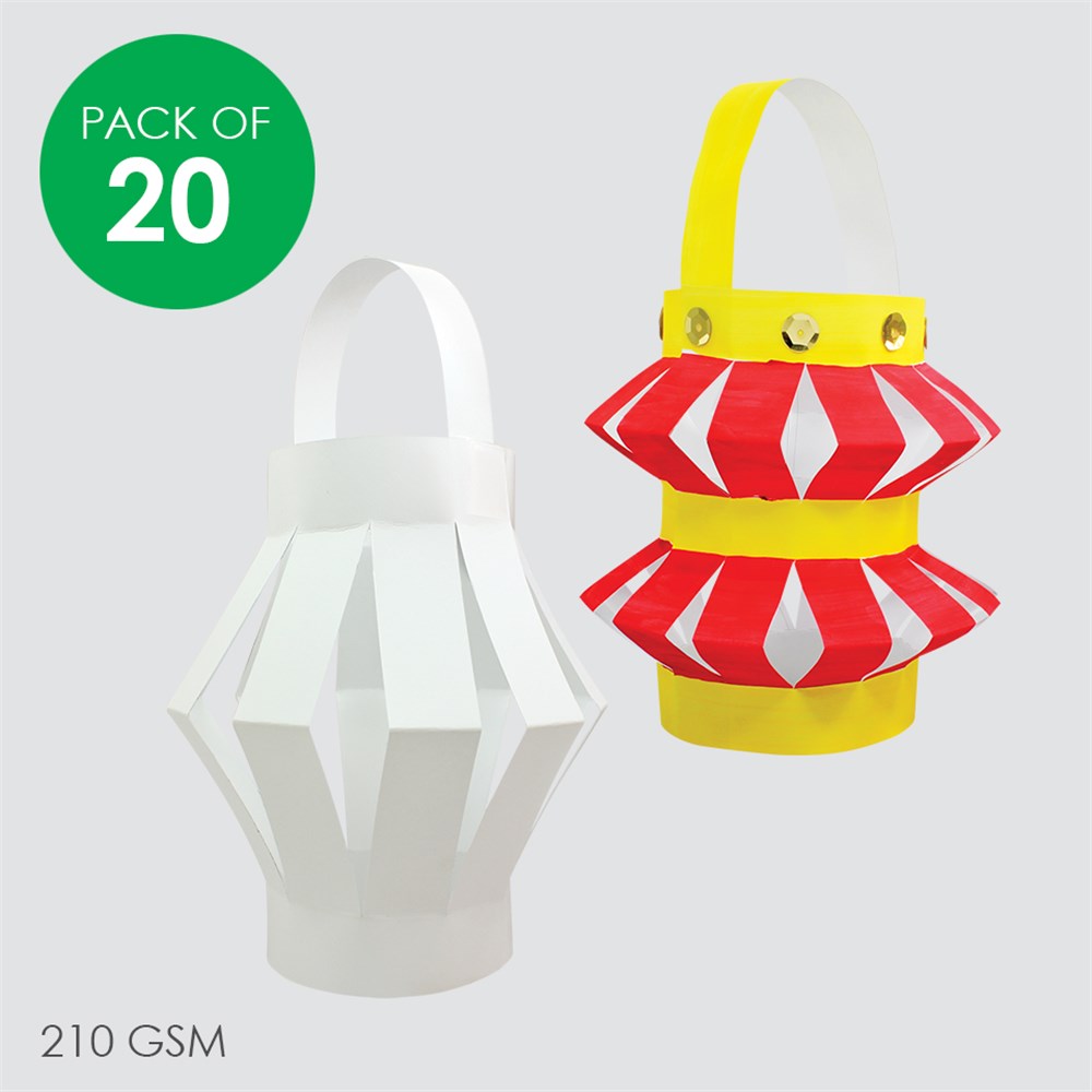 Cardboard Chinese Lanterns - White - Pack of 20