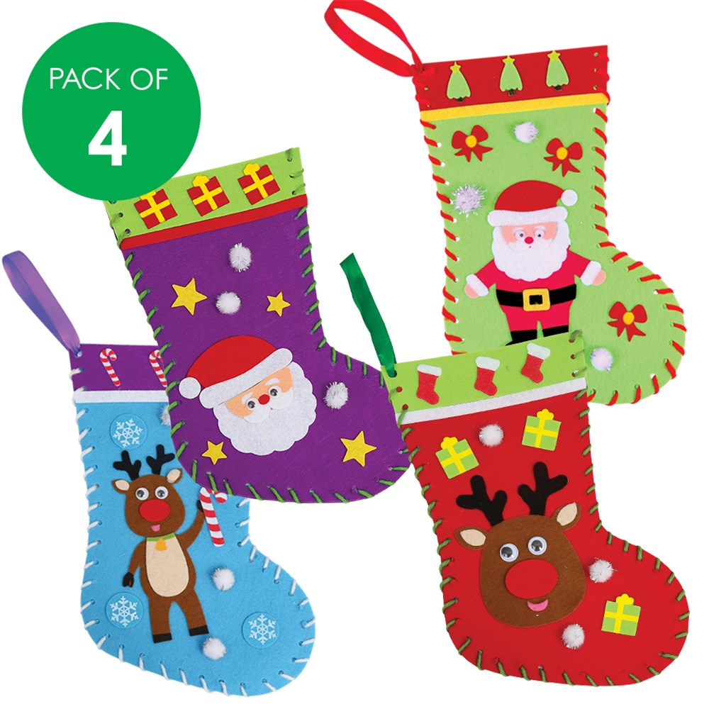 Felt Christmas Stockings Sewing CleverKit Multi Pack - Pack of 4