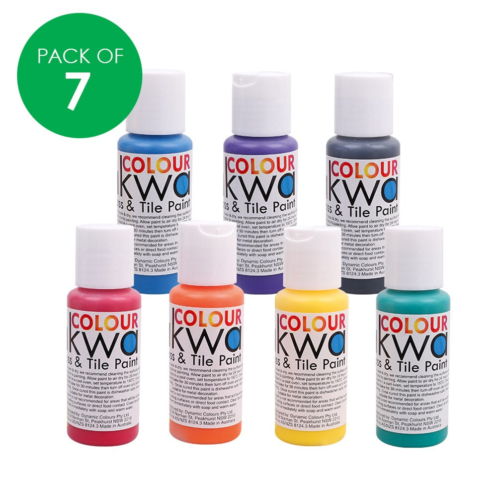 Akwa Glass & Tile Paint - 60ml- Pack of 7 Colours