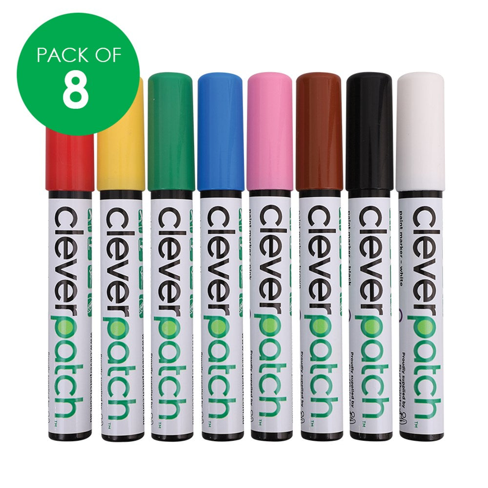 CleverPatch Paint Markers - Bullet Tip - Primary - Pack of8 Colours