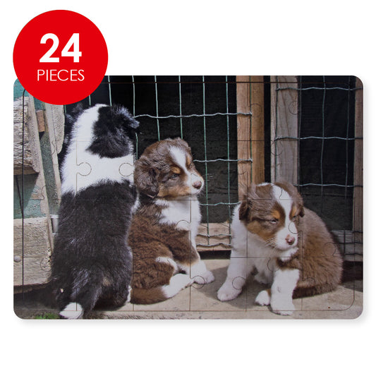 Wooden Puzzle - Border Collie Puppies - 24 Pieces