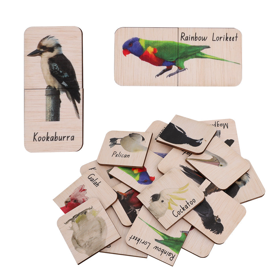 Printed Wooden Puzzles - Birds - 2 Pieces - Pack of 9