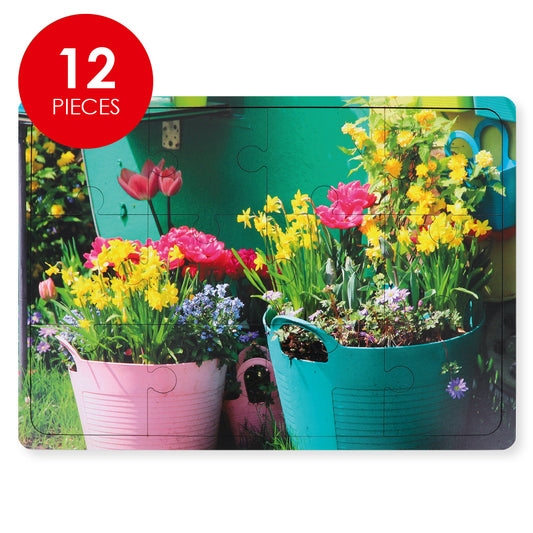 Wooden Puzzle - Flower Buckets - 12 Pieces