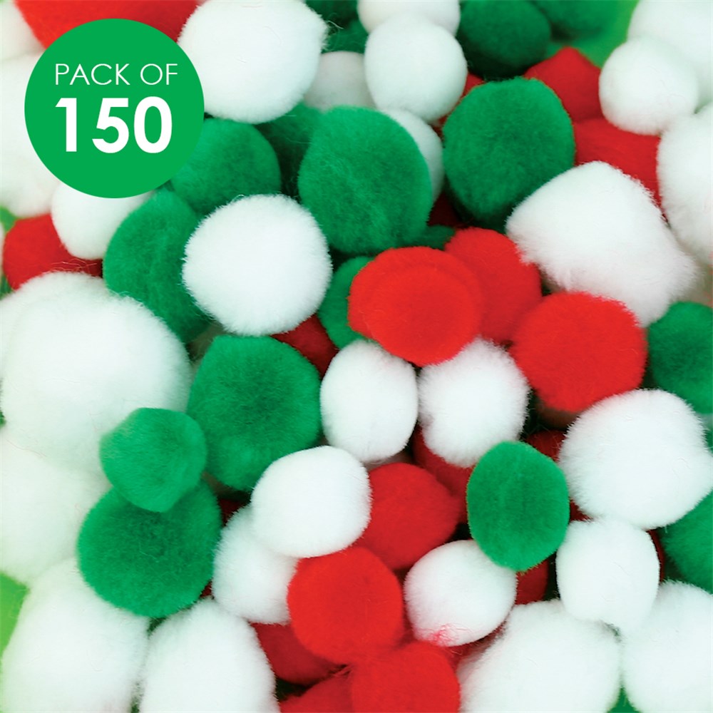 Christmas Pom Poms - Pack of 150