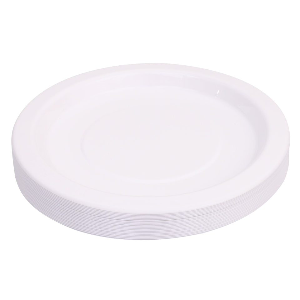 Reusable Plastic Plates - White - Pack of 20
