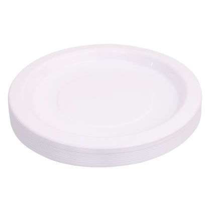 Reusable Plastic Plates - White - Pack of 20