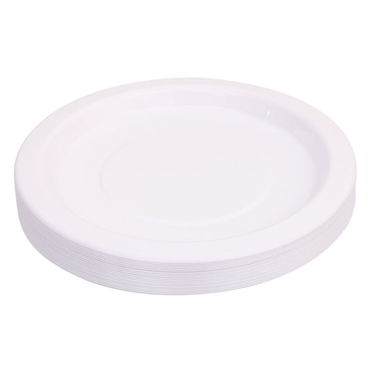 Reusable Plastic Plates - White - Pack of 20
