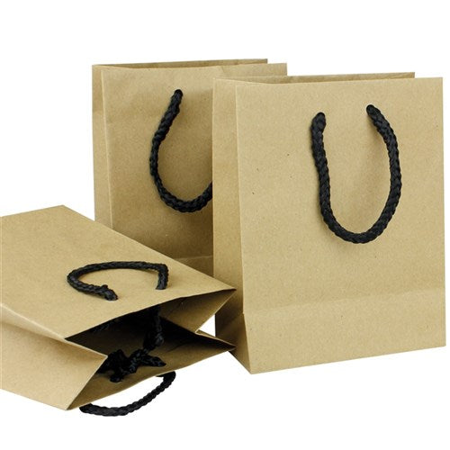 Small Paper Gift Bag - Brown - 11 x 6 x 14cm