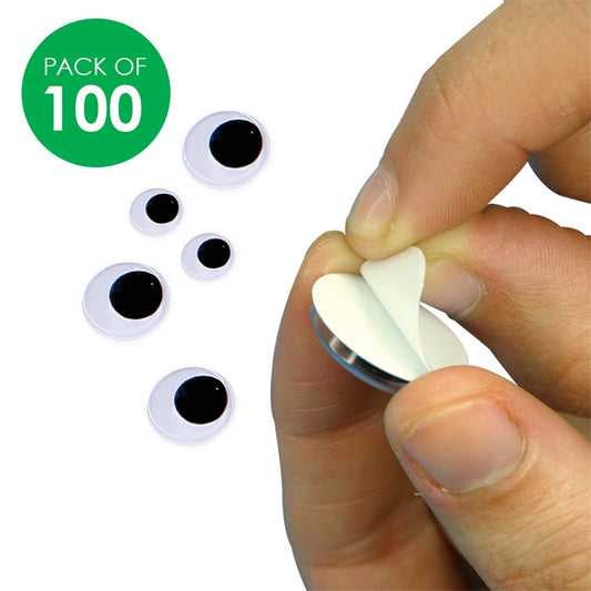 Self-Adhesive Wiggle Eyes - Black - Pack of 100