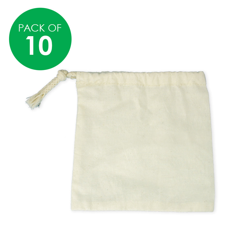 Cotton Drawstring Bags - Small - Pack of 10