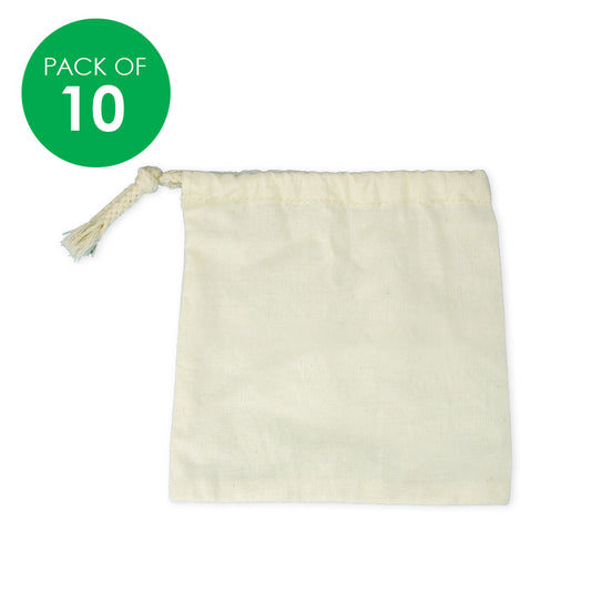 Cotton Drawstring Bags - Small - Pack of 10