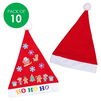 Felt Santa Hats - Pack of 10