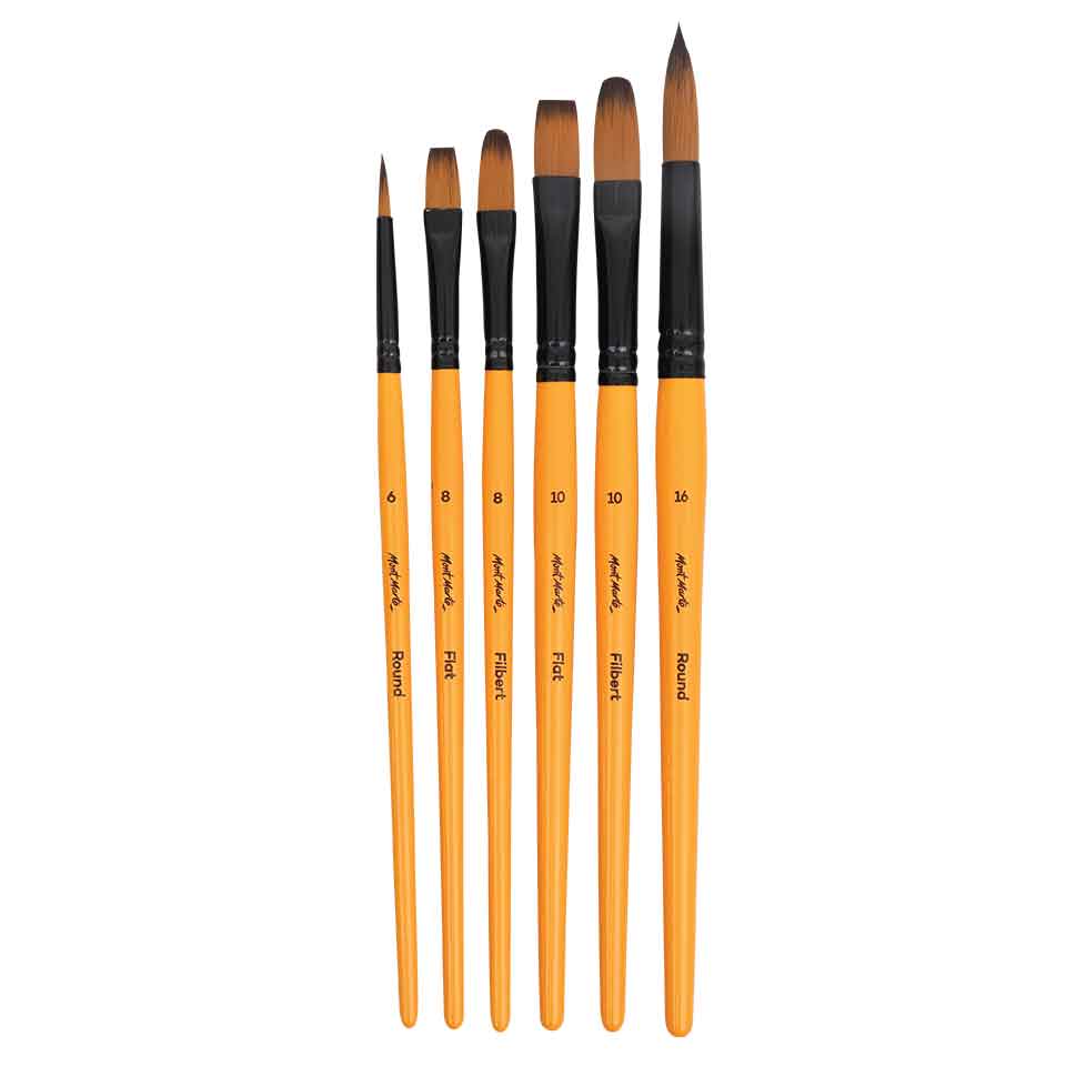 Mont Marte Acrylic Paint Brushes - Pack of 6
