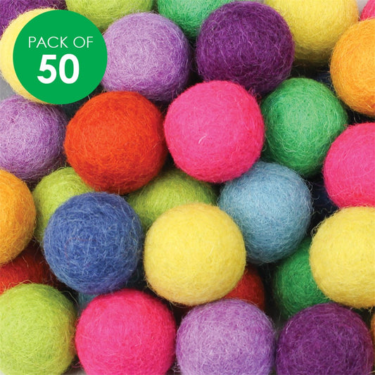 Felt Balls - Bright - Pack of 50