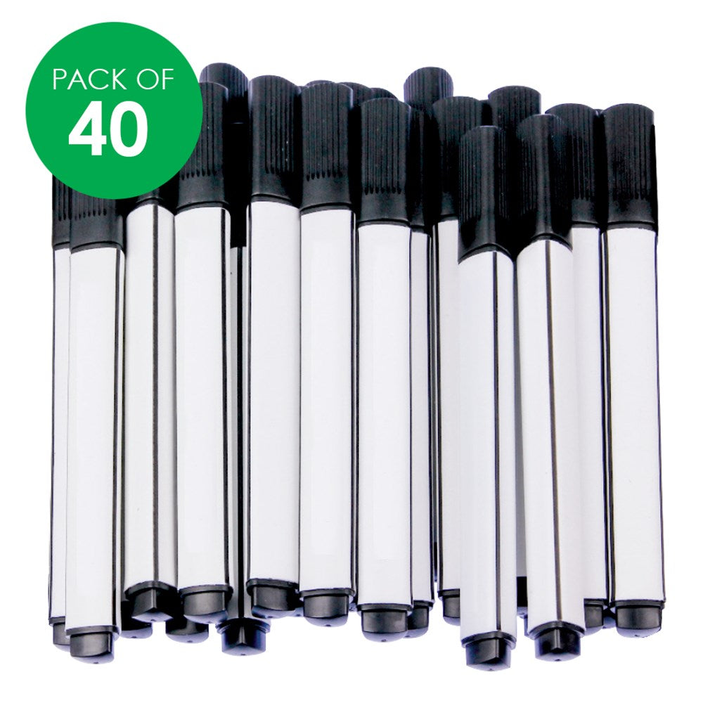 CleverPatch Triangular Whiteboard Markers - Black - Pack of 40