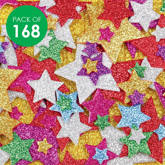 Foam Glitter Star Stickers - Assorted - Pack of 168
