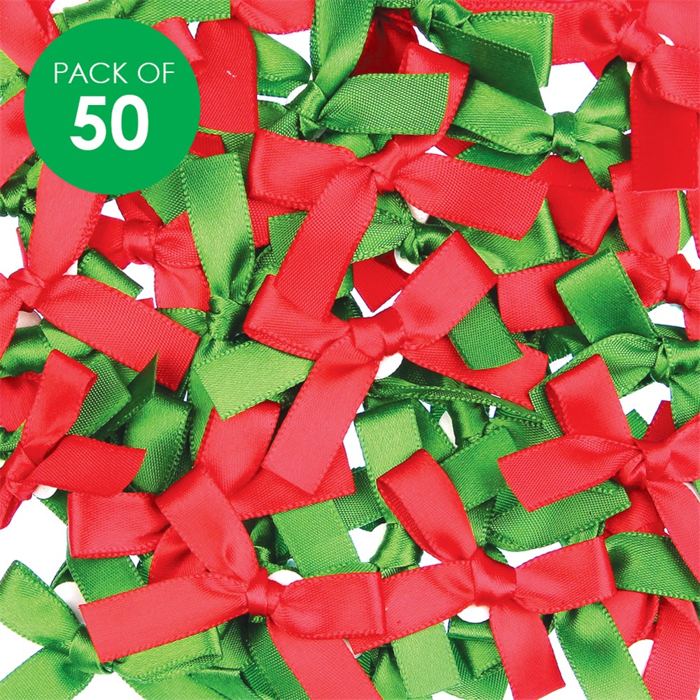 Satin Ribbon Bows - Christmas - Pack of 50