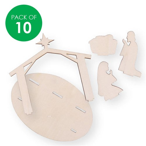 Wooden Nativity Dioramas - Pack of 10