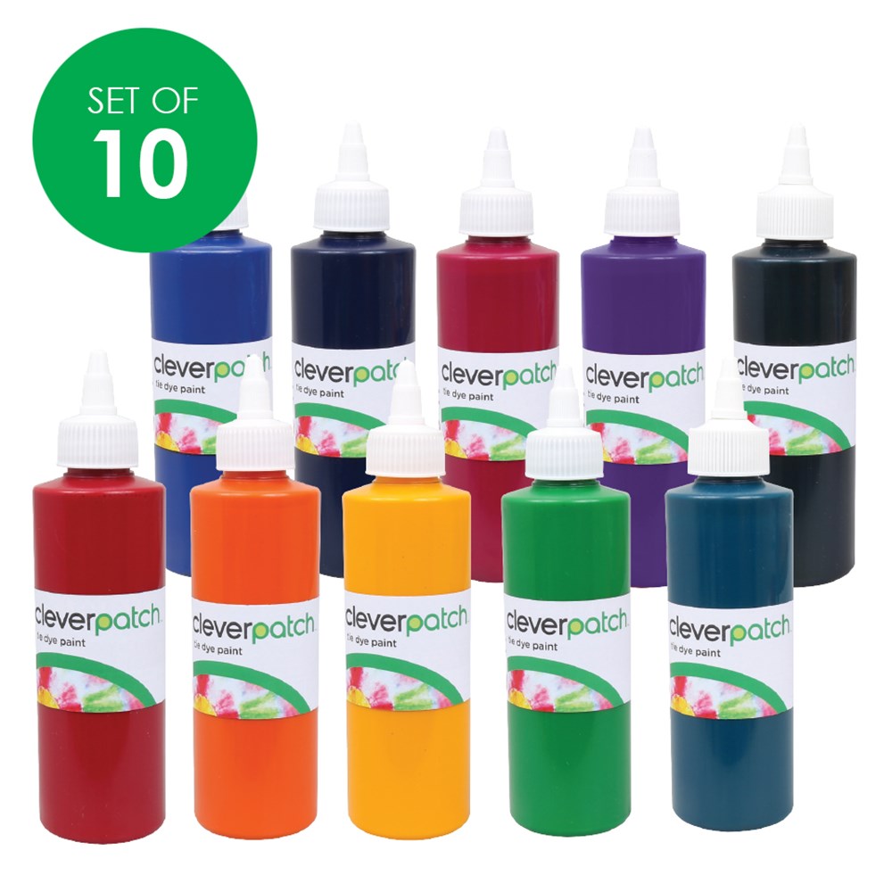 CleverPatch Tie Dye Paint - 250ml - Set of 10 Colours