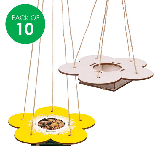 Wooden Hanging Bird Feeders - Pack of 10