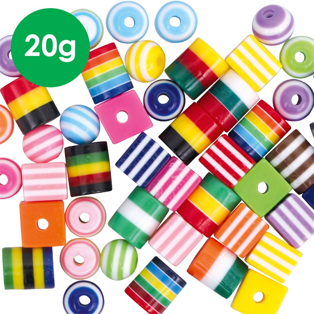 Striped Beads - Assorted - 20gPack