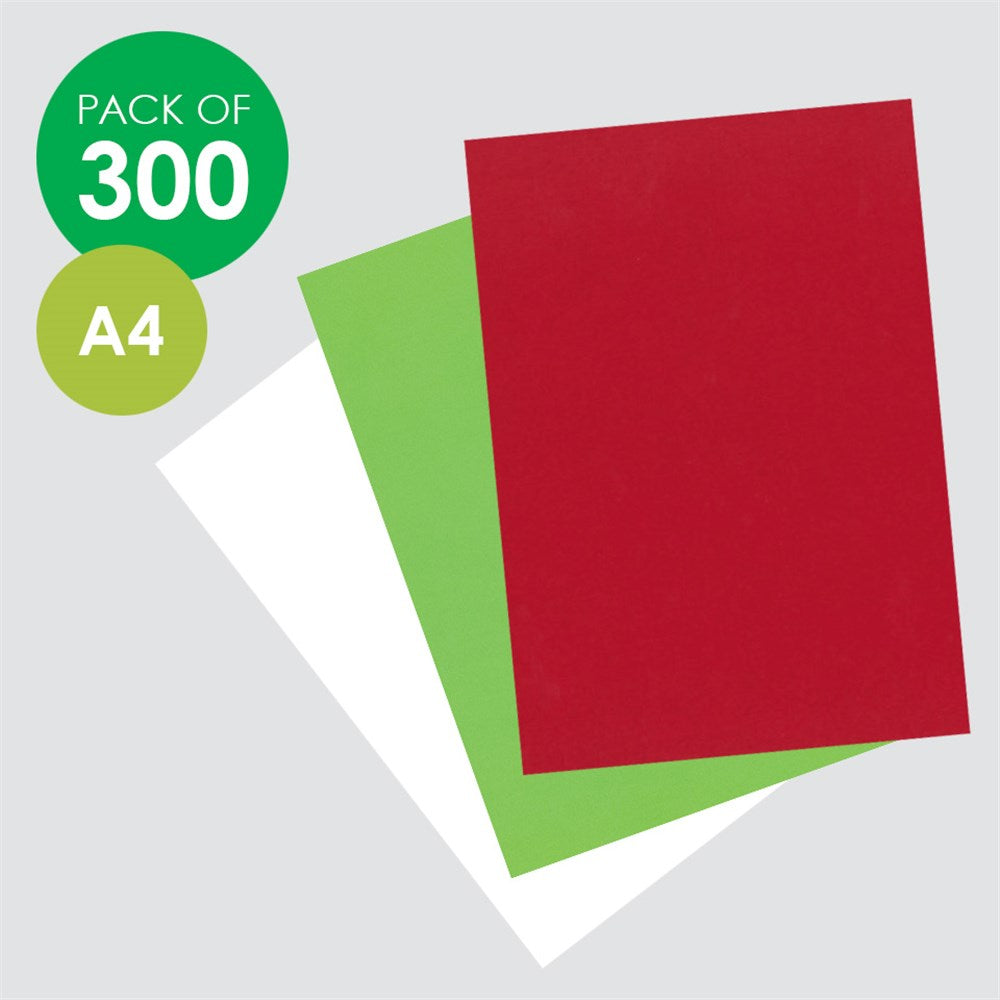 CleverPatch Cardboard - A4 - Pack of 100 - Set of 3 Christmas Colours