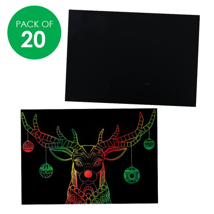 Scratch Board Sheets - Christmas Colours - Pack of 20