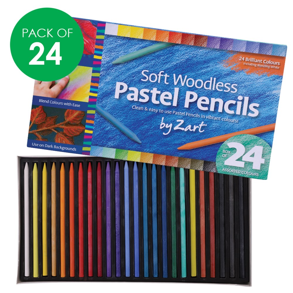 Soft Woodless Pastel Pencils -Pack of 24