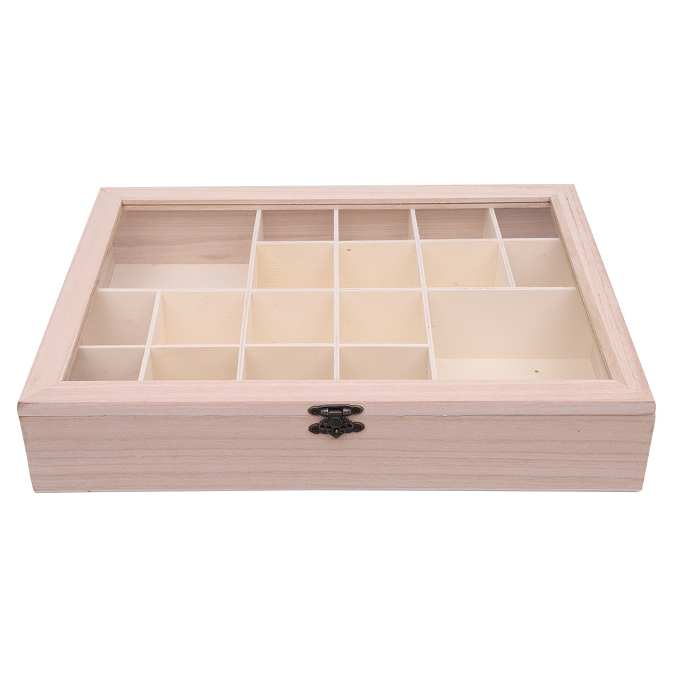 Large Wooden Storage Box with Dividers - Each
