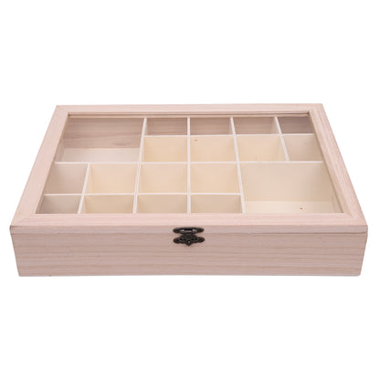 Large Wooden Storage Box with Dividers - Each