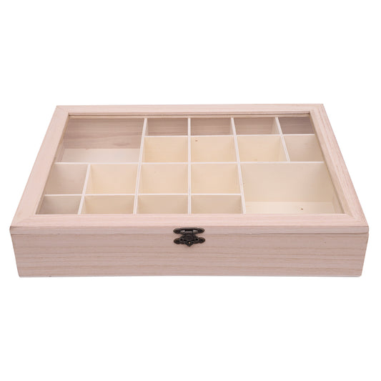 Large Wooden Storage Box with Dividers - Each