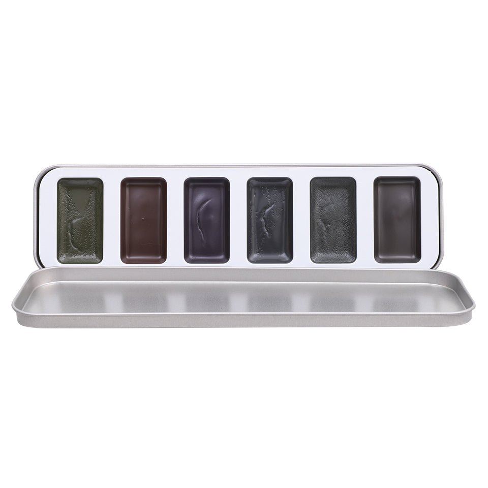 Graphite Charcoal Watercolour Palette - 6 Well