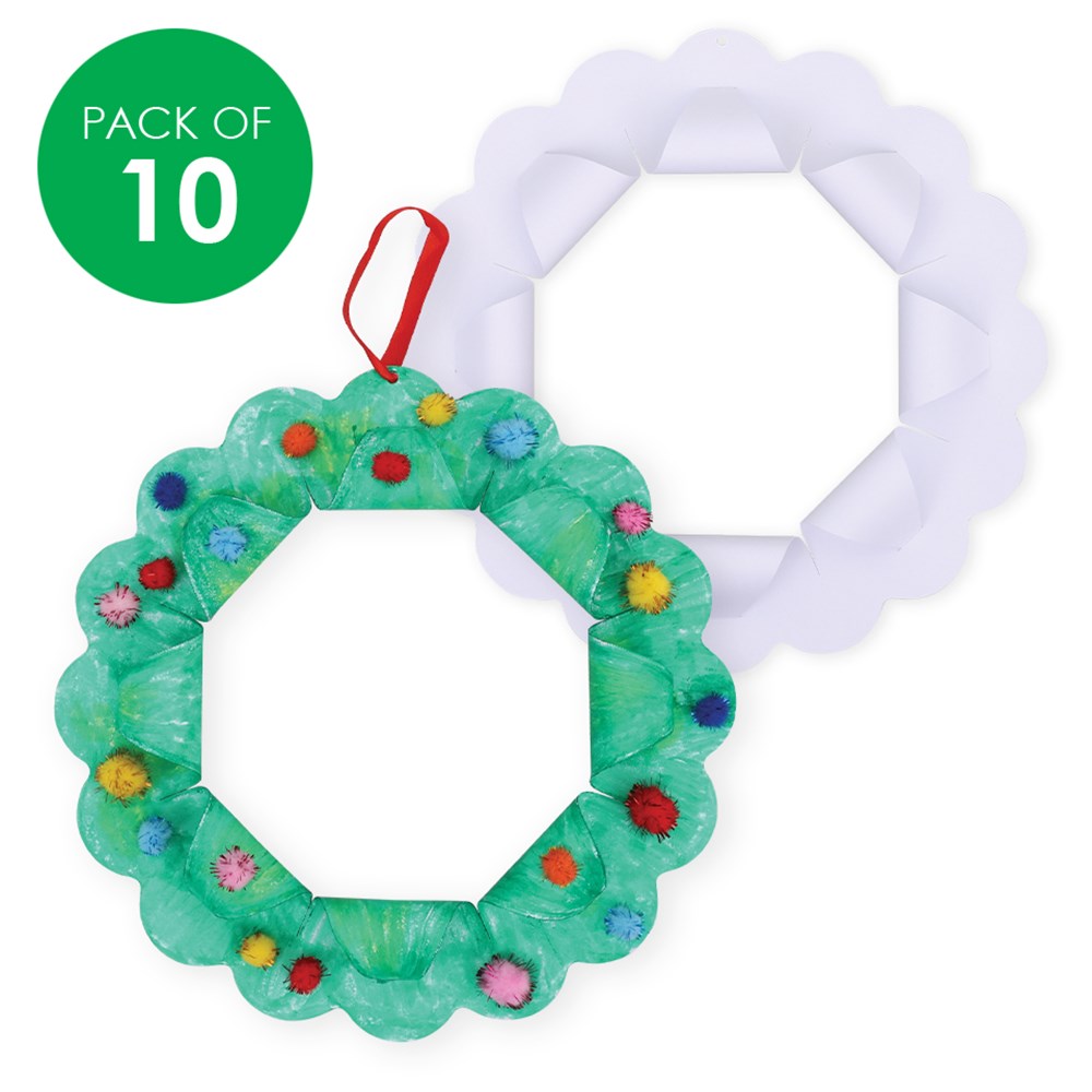 3D Cardboard Wreaths - White - Pack of 10