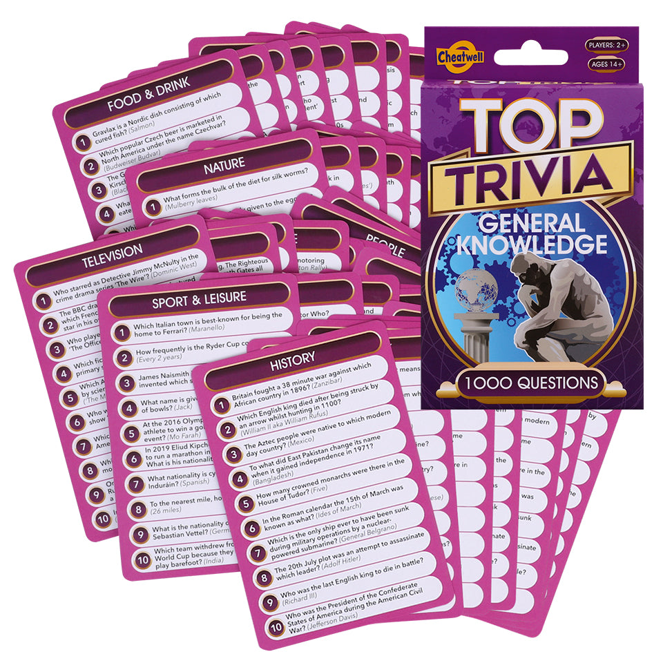Top Trivia Cards - General Knowledge - Pack of 50