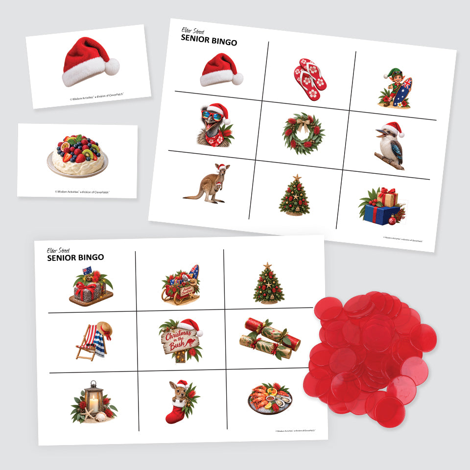 Aussie Christmas Picture Bingo Set - 10 Players