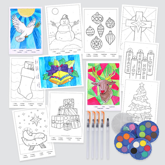 Watercolour Paint By Numbers Kit - Christmas - A4