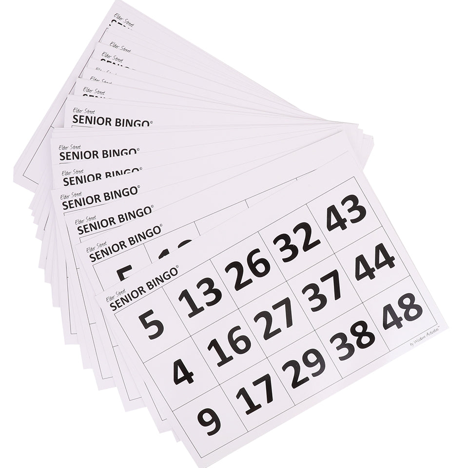 Large Print Bingo Cards - 1 to 50 - A4 Size - Pack of 30