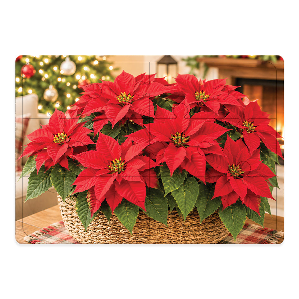 Wooden Puzzle - Christmas Poinsettia - 12 Pieces