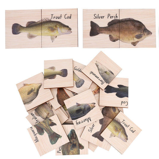 Printed Wooden Puzzles - Fish - 2 Pieces - Pack of 9