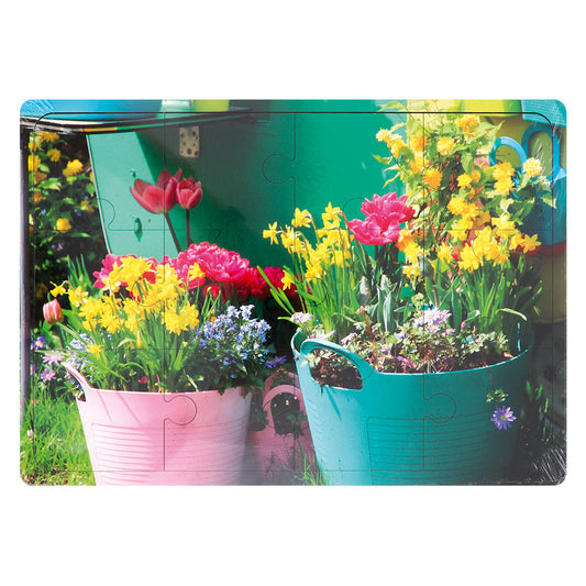 Wooden Puzzle - Flower Buckets - 12 Pieces
