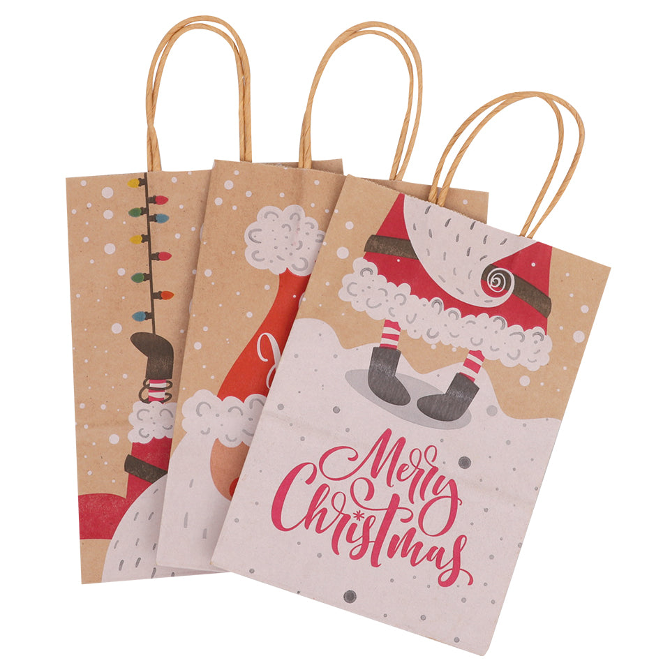 Paper Gift Bags - Assorted Santa Designs - Pack of 3