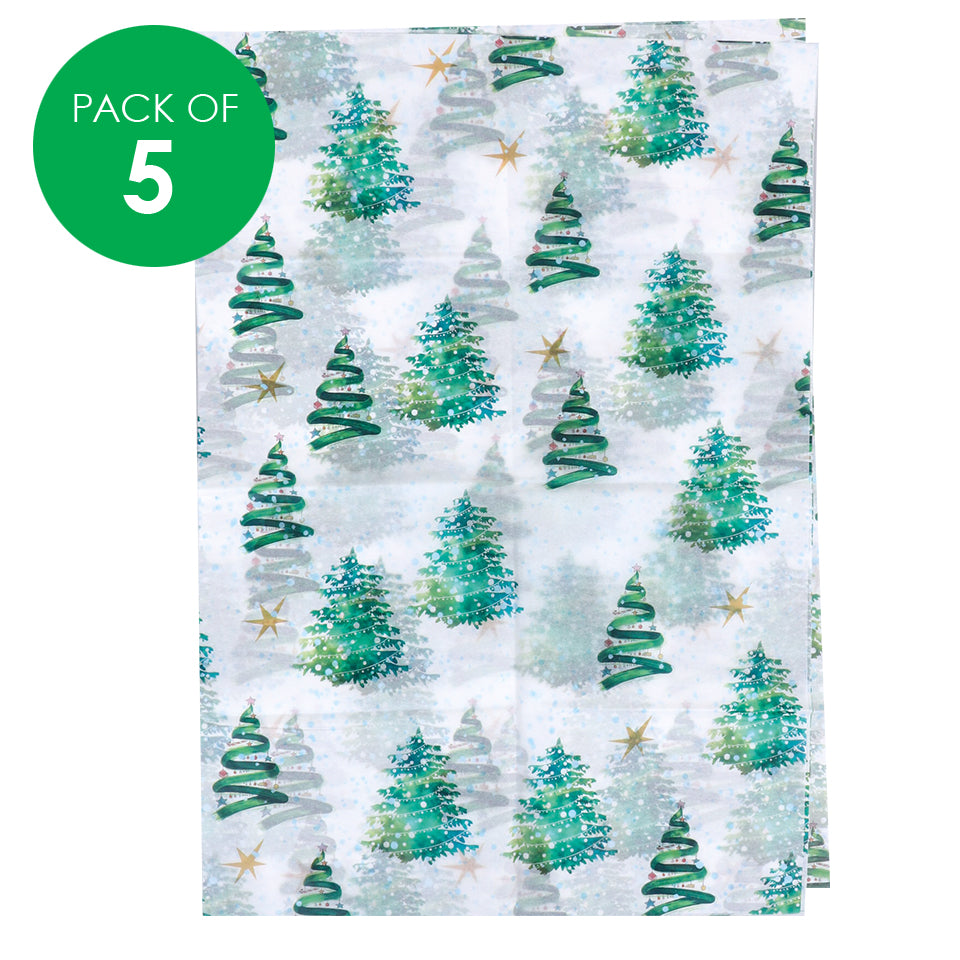 Tissue Paper - Christmas Trees - Pack of 5