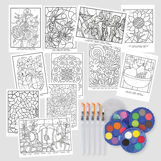 Watercolour Paint By Numbers Kit - A4