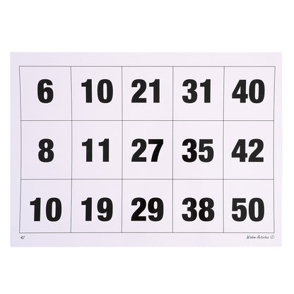Large Print Bingo Cards - 1 to 50 - A3 Size – Each