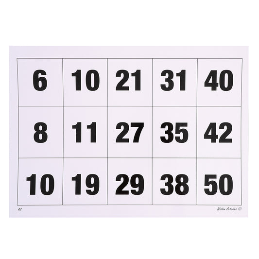 Large Print Bingo Cards - 1 to 50 - A3 Size – Each