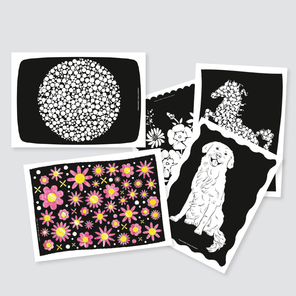 Colouring Sheets - Black Background - A3 - Pack of 10