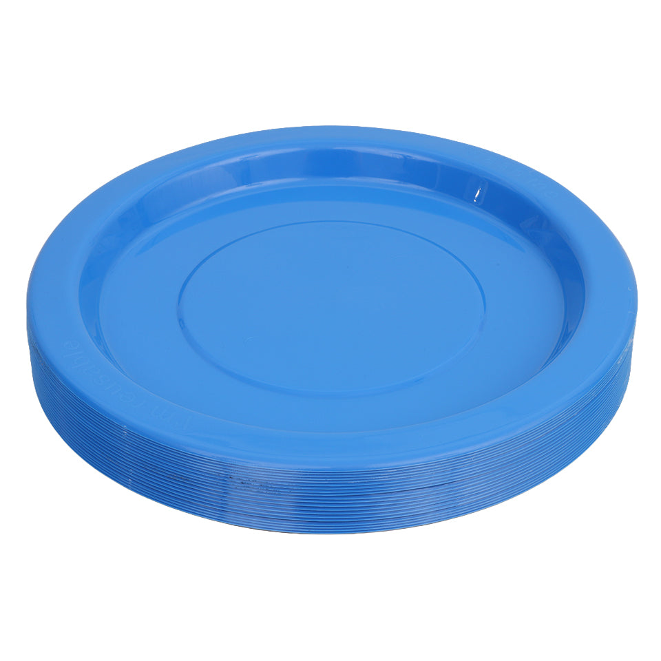 Reusable Plastic Plates - Blue - Pack of 20