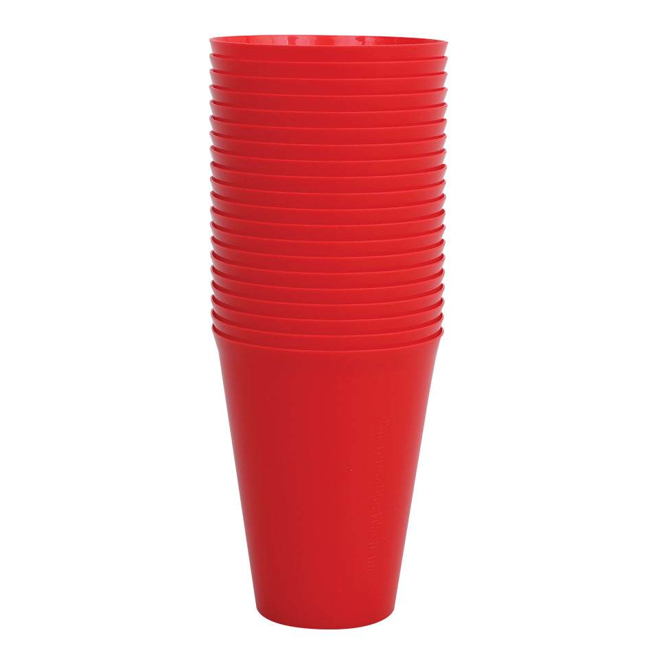 Reusable Plastic Cups - Red - Pack of 20