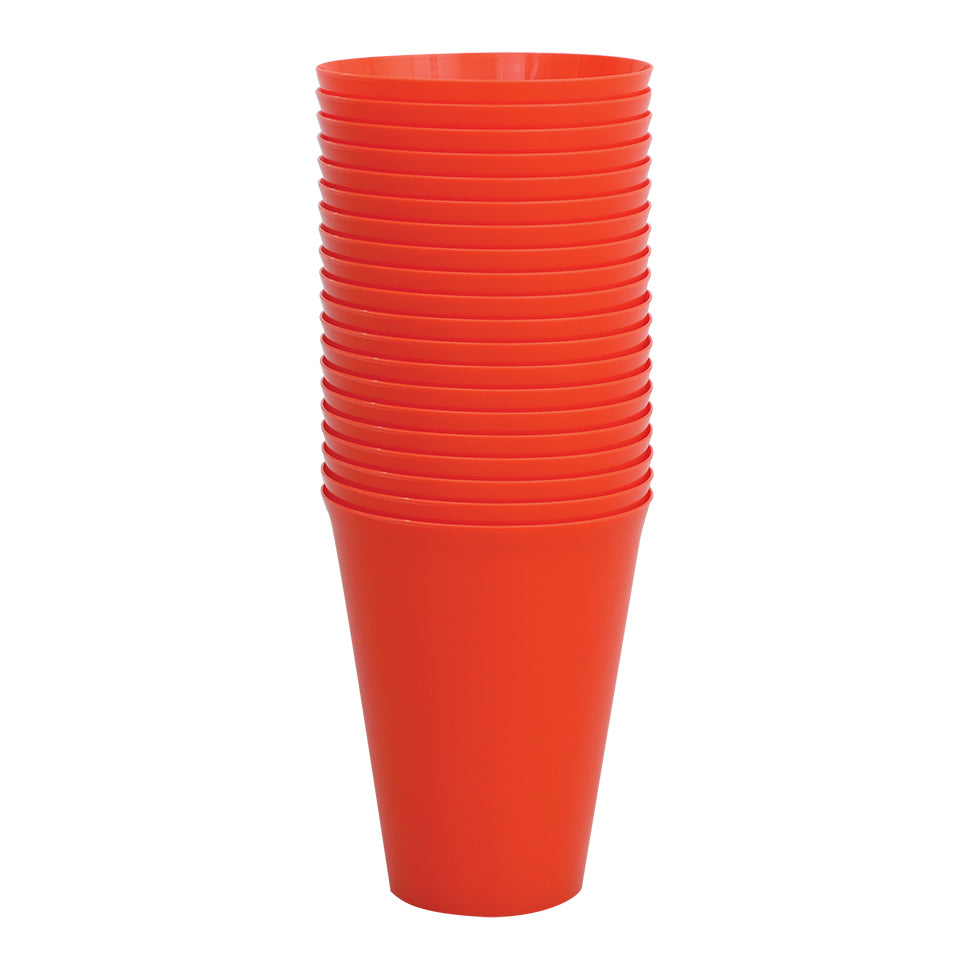 Reusable Plastic Cups - Orange - Pack of 20